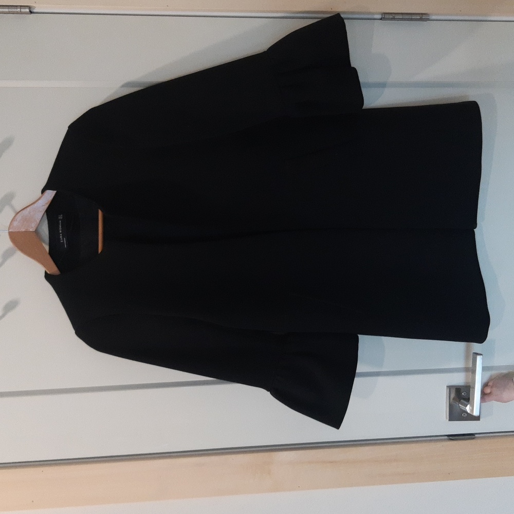 Zara Black Bell Sleeve Topper Coat Open Front Sz S